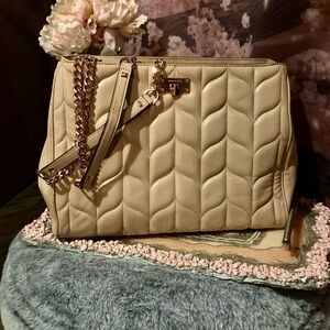 Michael Kors Quilted Shoulder Bag in blush pink color with Gold Hardware